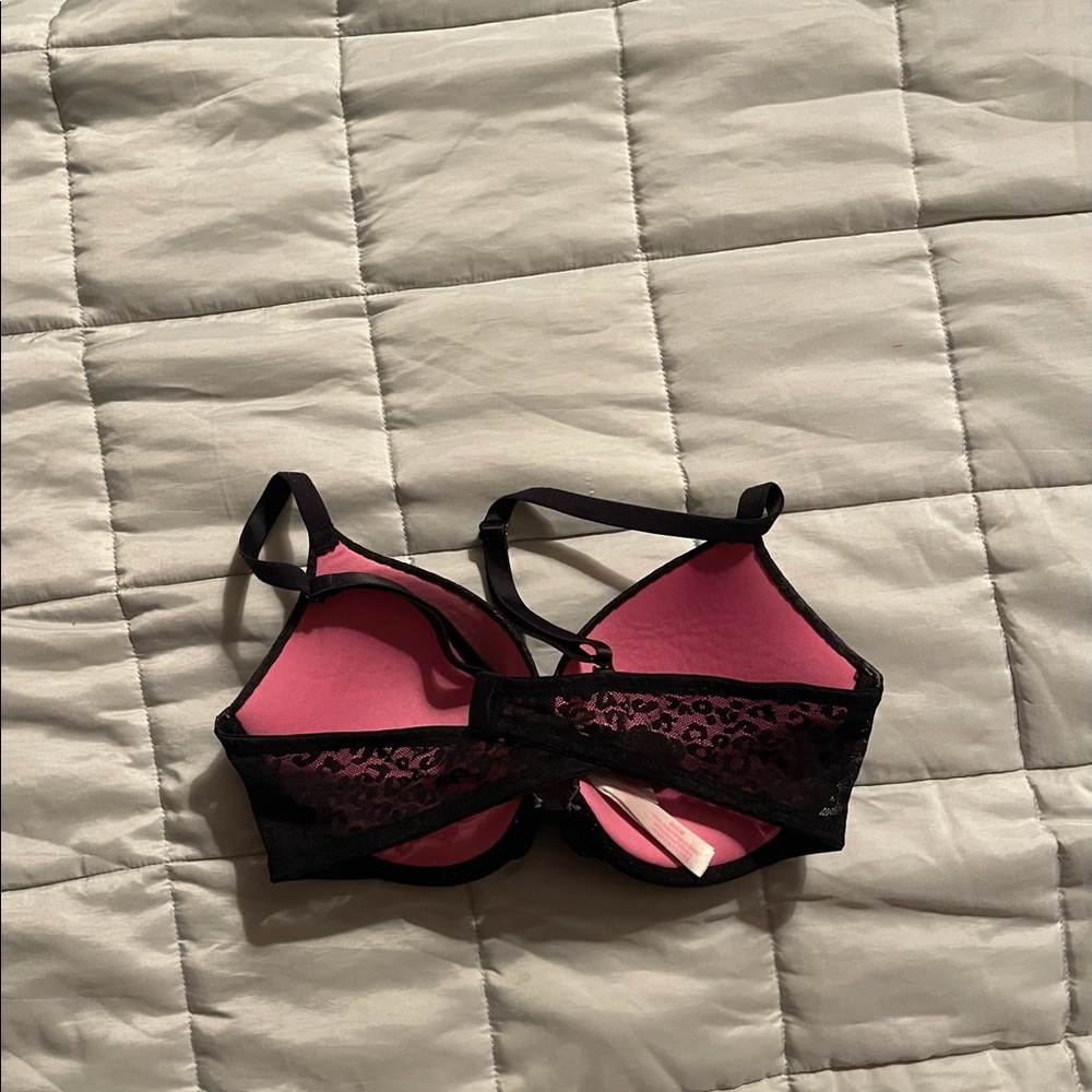 Leopard print pink and black bra size 36C